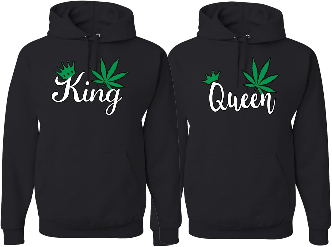 Weed King Weed Queen Couple Shirts His and Hers Matching Couples Hoodie Sweater Set