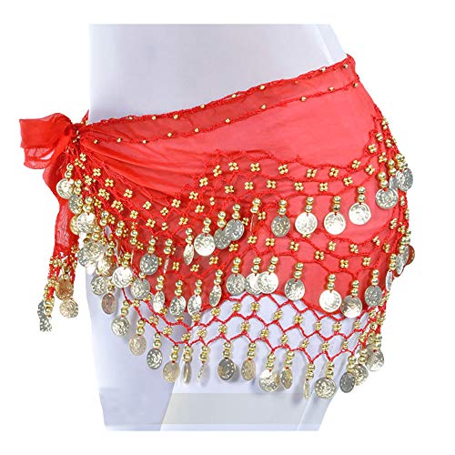 Lauthen.S 128 Coins Belly Dance Hip Scarf Tribal Belt Halloween Genie Costume Accessory