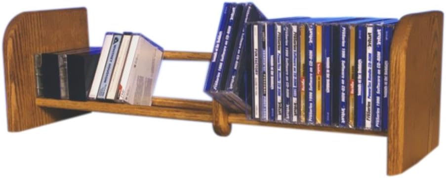 Cdracks Media Furniture Solid Oak 1 Row Dowel CD Rack Capacity 55 CD's Honey Finish