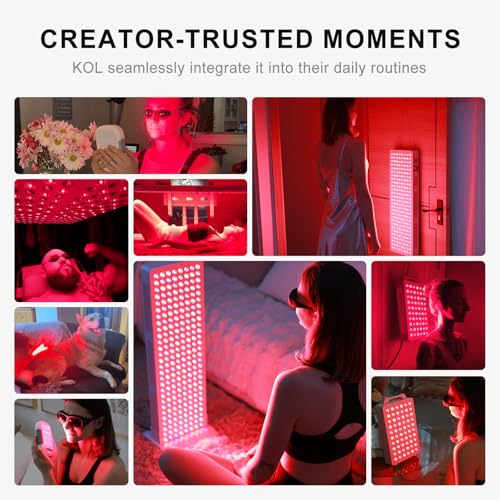 Image of BONTANNY Red Light Therapy with Base, 630 /660 /810 /830 /850nm 5 Wavelengths Red Near Infrared Light Device with 120 Dual Chip Clinical Grade LEDs, Remote Control, Timer for Face, Body, Skin, BO-600