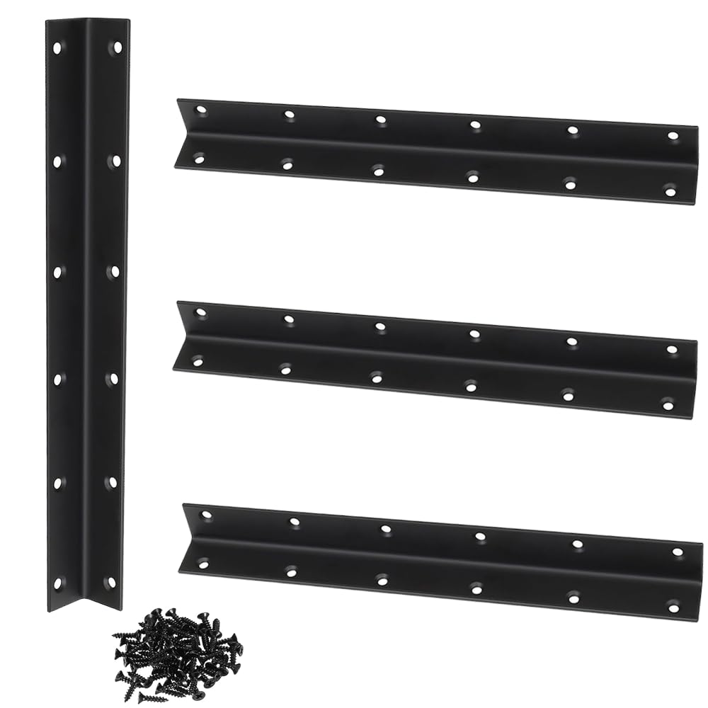 4Pcs 275mm Heavy Duty Black L Angle Brackets