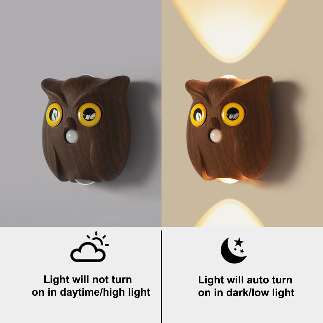EaEa Luz Nocturna LED con Sensor de Movimiento, Pilas Búho Luz para Escaleras Regulable Lámpara Nocturna Magnética Recargable USB para Dormitorios Infantile Escalera Pasillo,blanca