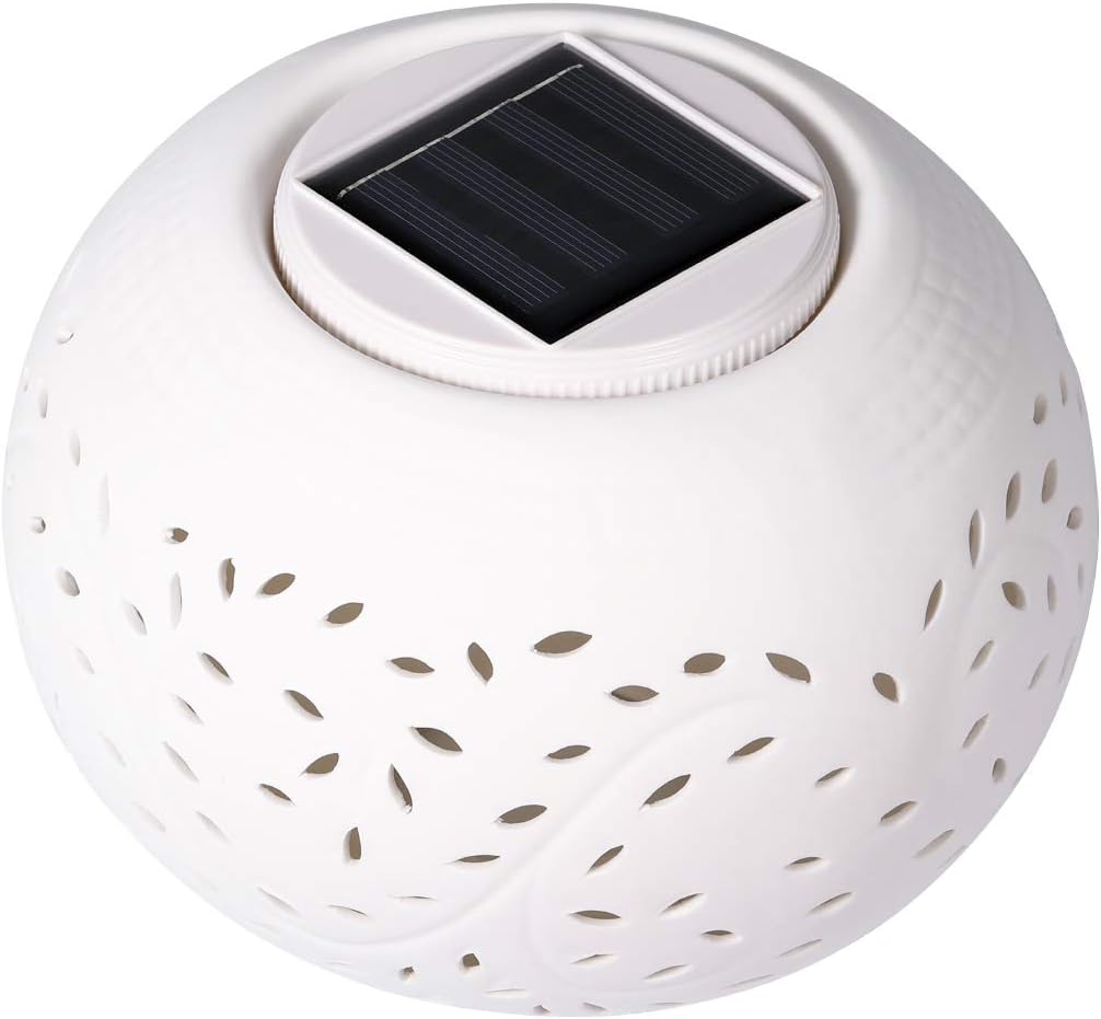 Solar Table Lamp, Waterproof Wireless Color Changing Ceramic Patio Lights, Garden Lights, Filigree Lights, for Home Party Yard Patio Outdoor Indoor Decoration Night Lamp(Big) - - 