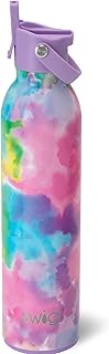 Swig Life 26oz Insulated Water Bottle, Travel Water Bottle with Straw and Lid, Cup Holder Friendly, Stainless Steel (Cloud Nine)