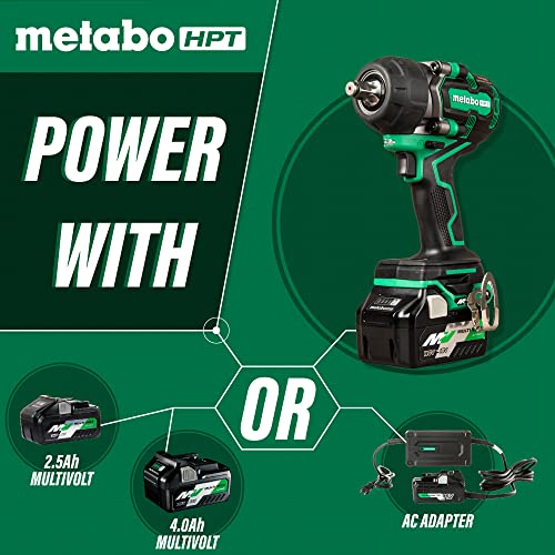 Metabo Hpt 36V Multivolt ½-Inch Mid-Torque Cordless Impact Wrench Kit | 4-Stage Speed Selection | Brushless Motor | Ip56 Compliant | Includes (2) 36V 2.5Ah Batteries | Wr36De, Green #TOP4