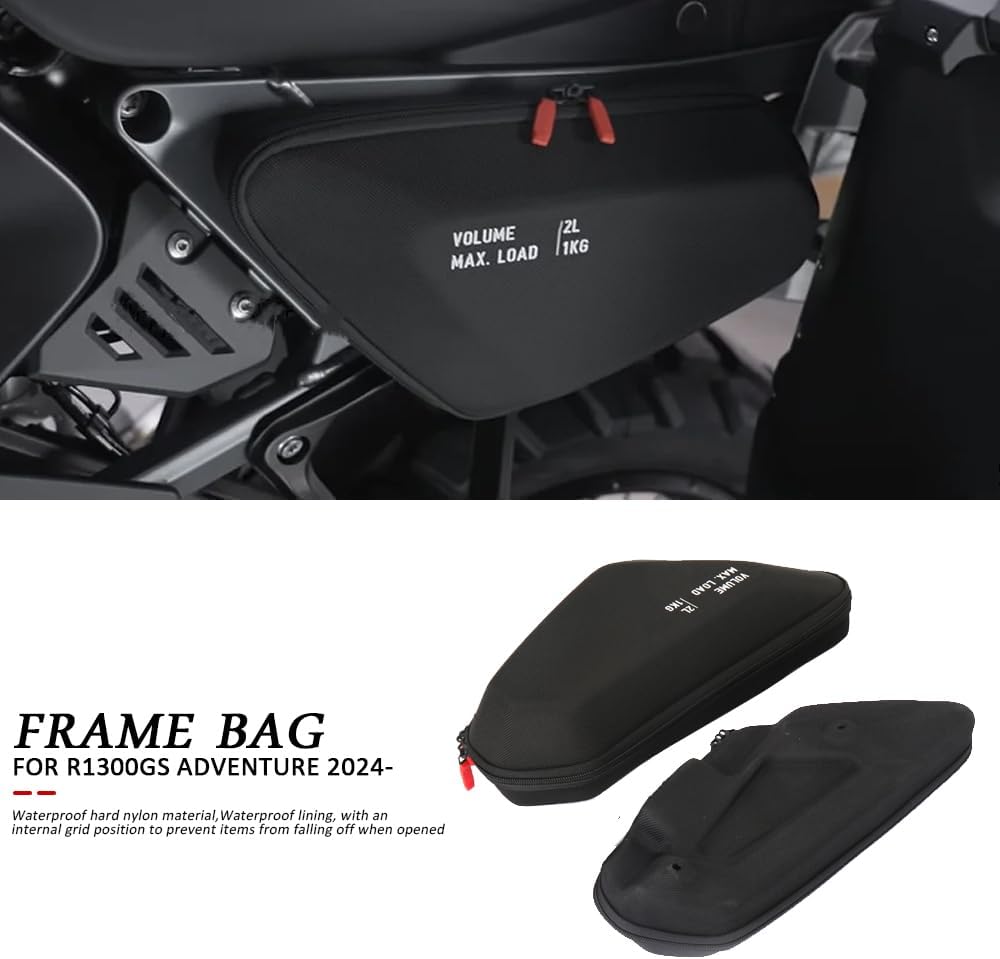 Fits for BMW R1300GS Adventure R 1300 GSA R1300 GS ADV 2024 2025 Motorcycle Waterproof Side Frame Bags 2L Volume Storage Bag Rear Side Tool Bags Pannier with Zipper Tour Pack