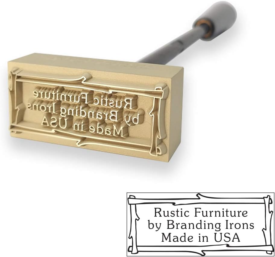 Custom Branding Iron with Personalized Text and Twig Border 1" x 2" - Made in USA