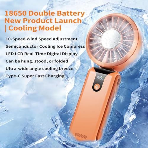 Ventilador de mano recargable para combatir el calor en senderismo y picnic con 3600 mAh 6