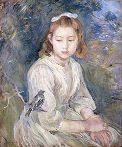 Petite fille à l'oiseau Morisot grande toile pour habiller un grand mur vide blanc