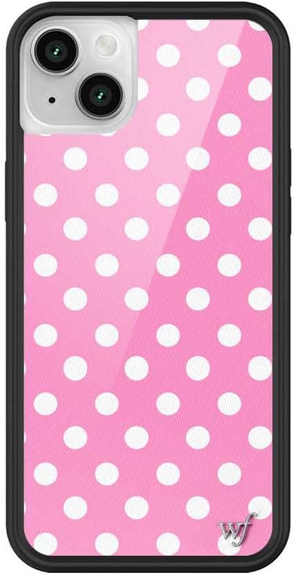 Cases - Compatible with iPhone 13/14 | Protective Black Bumper, 6.5ft Drop Test Certified, Women Owned Small Business | Bright Aesthetic Cute Trendy | Polka Dot - Pink and White