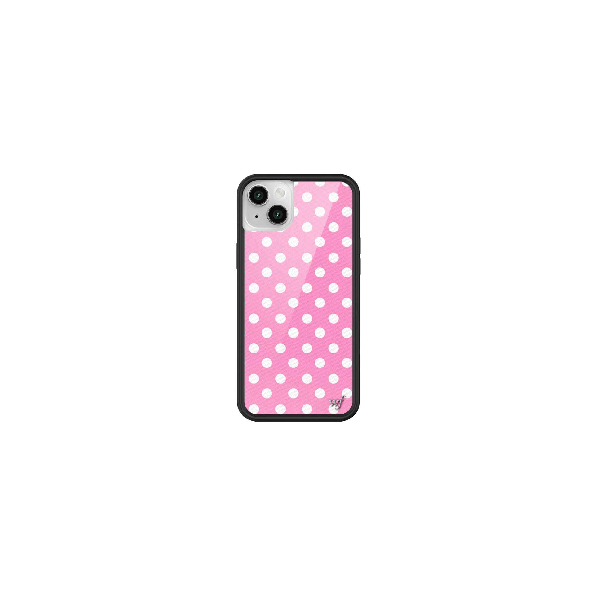 Wildflower Cases - Compatible with Apple iPhone 13/14 | Protective Black Bumper, 4ft Drop Test Certified, Women Owned Small Business | Pink Polka Dot - Bright Spot Aesthetic Cute Trendy