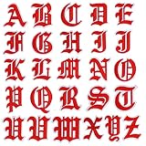 Greek Gothic Old English Letter Patches A to Z Red Retro Initial Vintage Parches para Ropa Iron on/S