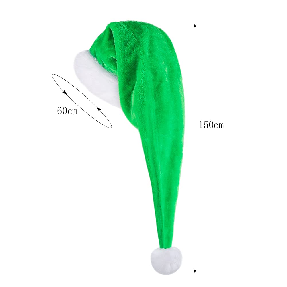 Santa Claus Hat Extra Long Christmas Hat Velvet Plush Christmas Cap Unisex Xmas Hat Comfort Thicken Santa Hat for Adults Women Men 59.1inch Long Tail Hat for New Year Festive Holiday Costume Party - Image 4