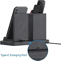 Vista 9 de KINGFOM Organizador de escritorio de piel sintética con soporte de cargador inalámbrico, carga inalámbrica rápida de 10 W para iPhone 11, 11 Pro, 11