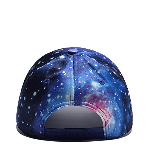 Galaxy 3D Printed Adjustable Baseball Cap,Unisex Hip Hop Snapback Star Sky Space Plaid Hat Blue #TOP2