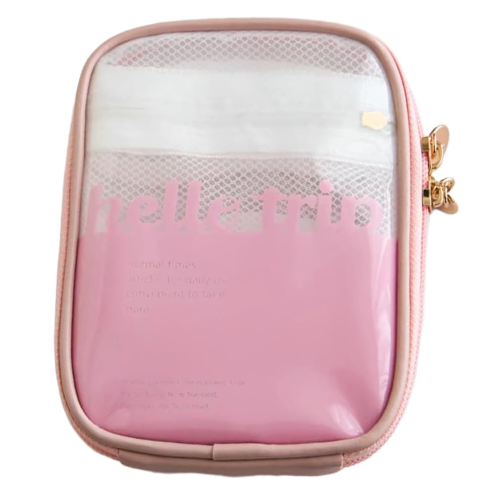 EIVCIVB Cute Travel Cosmetic Bag Toiletry Pouch Makeup Pill charging cable Storage Case Party Wedding Essentials Multifonction Women (Pink)