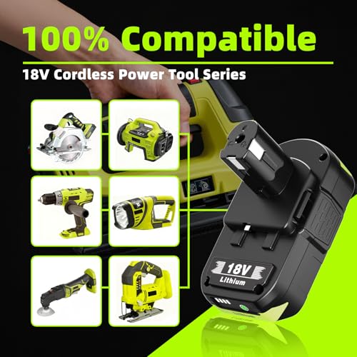 Image of 2Pack 3600mAh for Ryobi 18V Battery and Charger Combo, Replacement for Ryobi 18V Battery and Charger, Compatible with Ryobi 18 Volt Battery Lithium-ion P102 P103 P104 P105 P107 P108 P109 P122