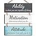Jetec Office Wall Decor Inspirational Motivational Plaques with Sayings Rustic Wooden Hangings Ability Sign for Coworker Home Valentines Day Gift Office Artwork Decoration(Fresh Color)