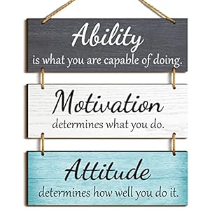 Jetec Office Wall Decor Inspirational Rustic Motivational Plaques with Sayings Wooden Hangings Ability Sign Bathroom for Home Office Art Decoration(Fresh Color)