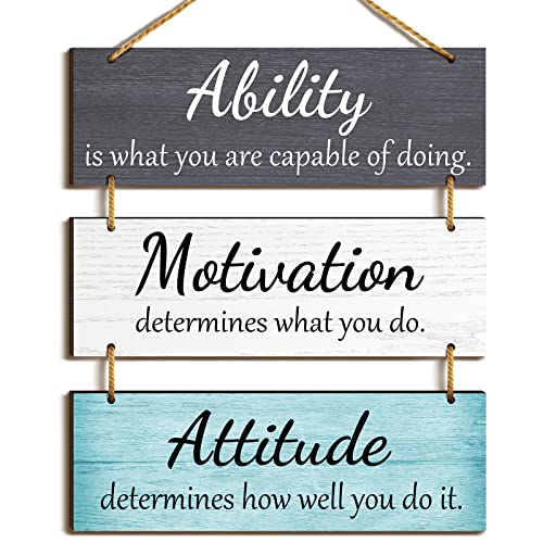 Jetec Office Wall Decor Inspirational Rustic Motivational Plaques with Sayings Wooden Hangings Ability Sign Bathroom for Home Office Art Decoration(Fresh Color)