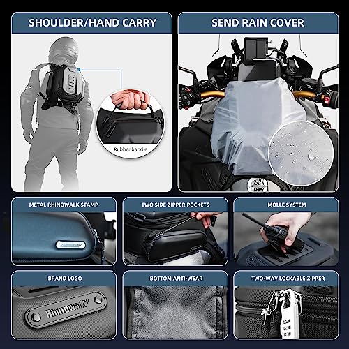 Rhinowalk Borsa da serbatoio per moto, con guscio