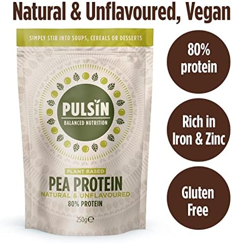 Pulsin - Unflavoured Vegan Pea Protein Powder - 1kg - 8.0g Protein, 0g Carbs, 41 Kcals Per Serving - Gluten Free, Plant Based, Palm Oil Free & Dairy Free