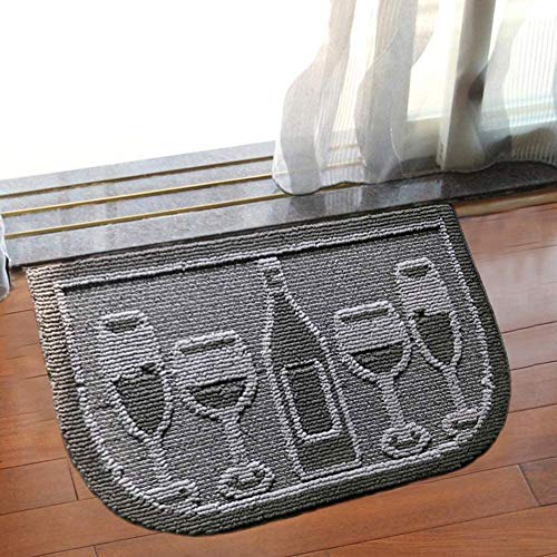 Marina Decoration Decor Luxury Non-Slip Rubber Backing Safety Water Absorbent Soft Durable Woven Fluffy Runner Area Carpet Floor Mat Indoor Kitchen Rug, Black Wine Cheers Design 2 Pieces Set #TOP7