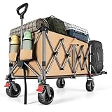 YEAUPE PRO Bollerwagen 150-240L mit öffnendem Heck für Lange Gegenstände, faltbar, Shopping Trolley mit Feststellbremse, großem All-Terrain-Rädern & Spanngurtnetz – ideal für Camping, Strand, Garten