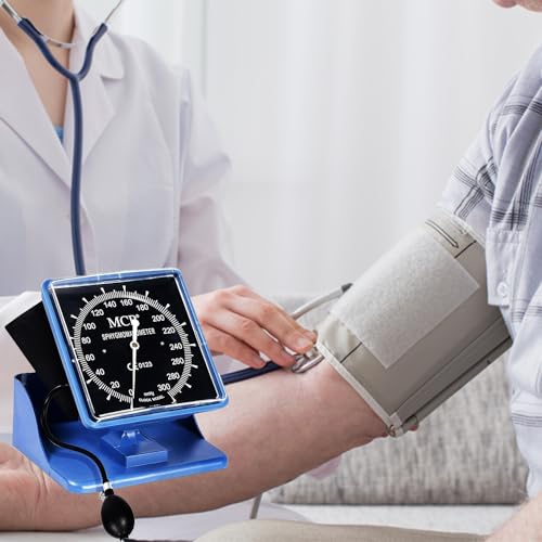 Image of MCP Healthcare Desktop Blood Pressure Monitor Clock with Arm Cuff - Convenient Heart Rate Monitoring Solution (Blue)