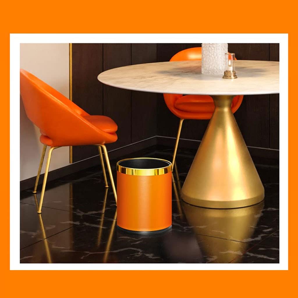 Abfallbehälter Büro Doppelschicht Mülleimer Kann vibrierende orange High-Grade-Runde Kein Deckel Mülleimer Dose Schlafzimmer Wohnzimmer Küche Abfall Papierkorb Mülleimer (Size : Large)