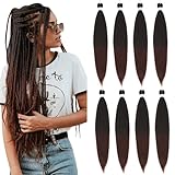 Pre Stretched Braiding Hair 20 inch 1B/33 Braiding Hair for Black Women 8Packs Crochet Boho Braiding Hair Non Toxic (20 Inch(8packs), 1B/33)