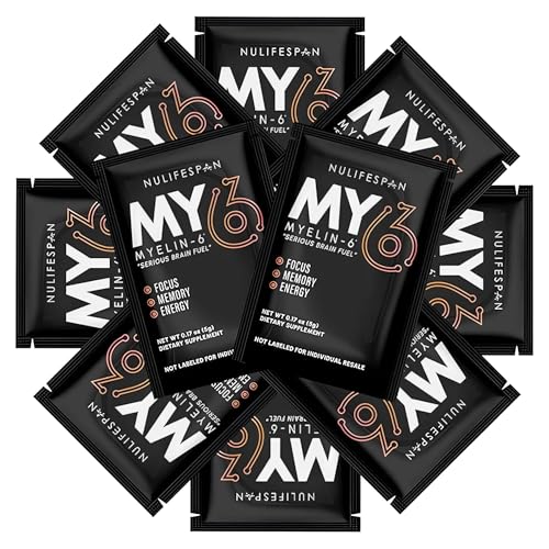 Image of Myelin-6, Sampler Pack, 10 Single Serve Packs, Focus Supplement & Brain Wellness with AlphaSize, Memory and Cognitive Function Support, Orange Tangerine Flavor, Gluten-Free, Non-GMO