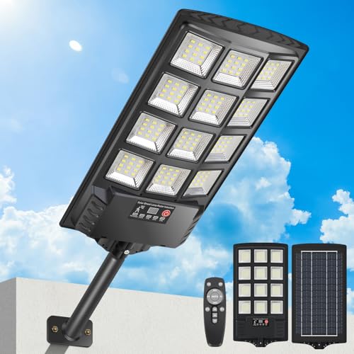PEAKRO Farolas Solares Exterior 400W, 6500K Potente Foco LED Solar con Control Remoto, IP...
