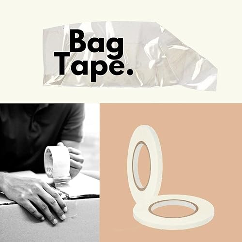 Vista 3 de PackagingSuppliesByMail PSBM Cinta selladora de bolsas de polietileno, blanca, 38 pulgadas x 180 yardas, paquete de 6, 2.3 mil, cinta selladora