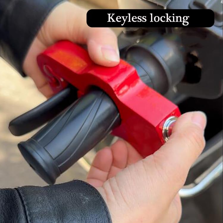 Bloqueo de agarre para motocicleta – Manillar antirrobo resistente y bloqueo de palanca de freno (ajuste universal, < 1.5 ″) para motocicletas, scooters y ATV (negro, 2 llaves