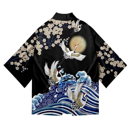 Image of DOVWOER Women's and Men Cardigan Jackets Japanese Kimono Casual Open Front Lightweight Coat