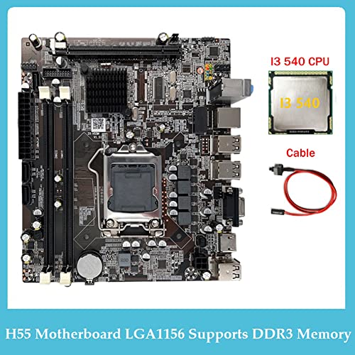 pintoc H55 Moderkort LGA1156 med i3 540 CPU och Switch Kabel