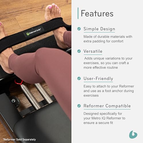balanced body metro iq reformer foot strap extra long cotton or padded footstrap pilates equipment accessory 305 inches