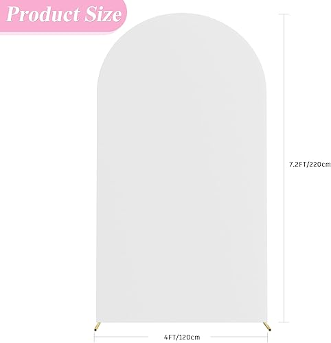 Miniatura 7 de Asee'm Cubierta de arco de boda de 4 pies, cubierta de elastano ajustable blanca de 2 caras, cubierta de fondo para decoración de fiestas,