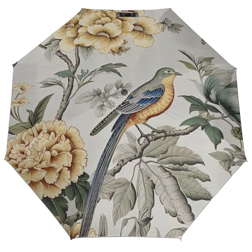 Parapluie d'inspiration asiatique grue et paon UFunhome pliable et manuel