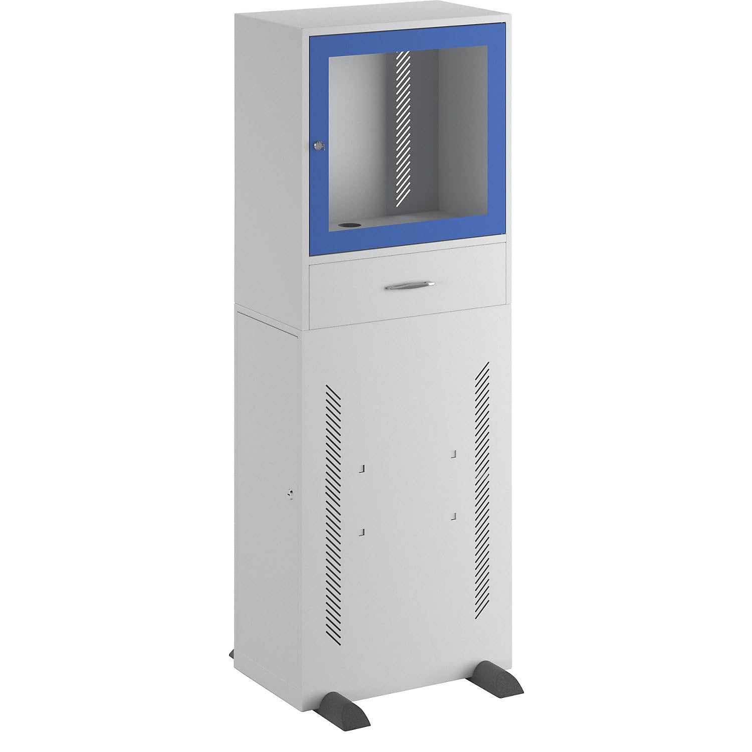 EUROKRAFT | Armoire pour Ordinateur | modèle Standard | Gris Clair/Bleu Gentiane