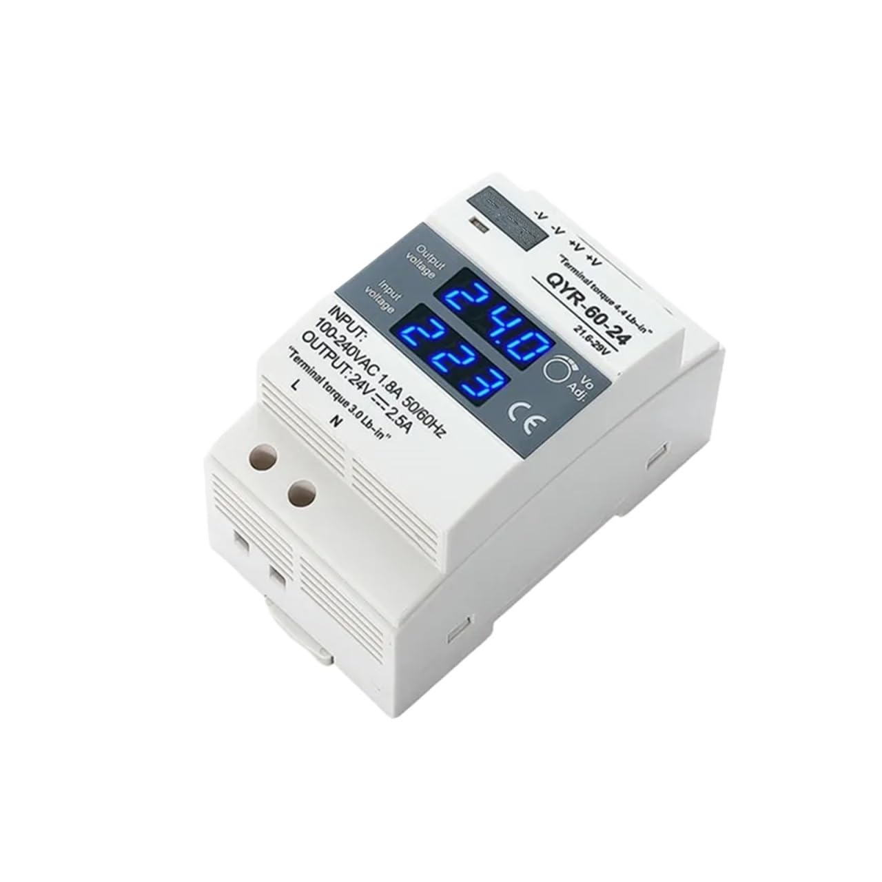 zasilacz impulsowy, Typ szyny Din 60w cyfrowy wyświetlacz zasilacz impulsowy 12V 24V DC 2,5A SMPS ultracienka taśma LED w kształcie stopnia(Wit,24V)