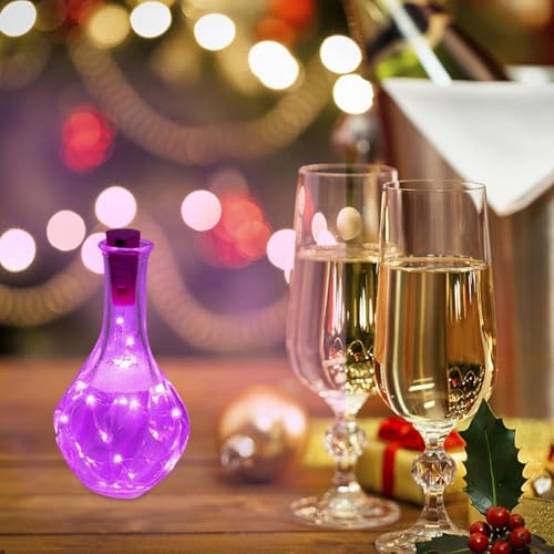 ワインボトルライト | クリスマス ライト フェアリー 防水電池式コルク ストリング 6.5 フィート | ウェディング クリスマス ホリデー ホーム パーティー デコレーション用ミニ ストリ