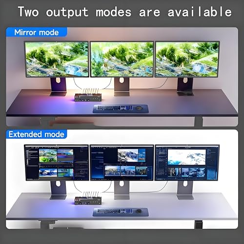 Image of 8K KVM Switch 3 Monitors 2 Computers 8K@60Hz 4K@144Hz,3 Monitors KVM Switch for 2 Computers Sharing Triple Monitors,Keyboard,Mouse,Printer with 2*USB3.0 Cables,Power Adapter and Controller