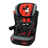 Arnés de 5 puntos – Protectores laterales – reposacabezas acolchado y ajustable en altura – Guía de cinturón integrado – extraíble y lavable a la mano – Se adapta a todos los vehículos con una toma de cinturón de 3 puntos.
