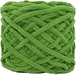 Fil Chunky Chenille pour le crochet, peluche de velours Fluffy, fil mince doux Chunny Chenille fils de bébé fil pour tricoter les débutants (1PACK,LIGHT GREEN)