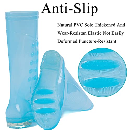 Drecage Women Tall Rain Boots Waterproof Garden Shoes Anti-Slipping Outdoor Work Shoes Stylish Light Rain Shoes Blue 5.5 #TOP2