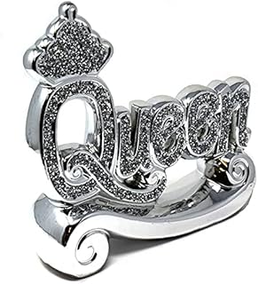 Crystal Crown® Silver Sparkle King / Queen Shelf Sitter Bling Ornament | home decoration Ornament Bling Crushed Diamond Gift | CRYSTALLIZED decorative letter blocks sight words (Queen)