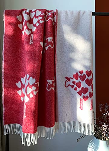JOWOLLINA Wendedecke Wolldecke Plaid Kuscheldecke 100% Wolle 130x170 cm (Sheep in Love) Cover