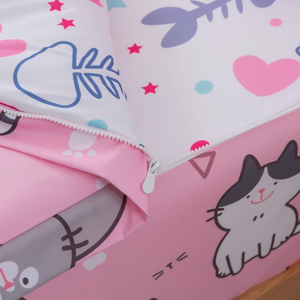 ADASMILE A & S Kids Comforter Set Zipper Bedding Twin for Girls Cat Comforter with Fish Sheets Kawaii Cat Bedding Sets for Kids All in One Zipper Bedding All Season Home Decor - Image 7
